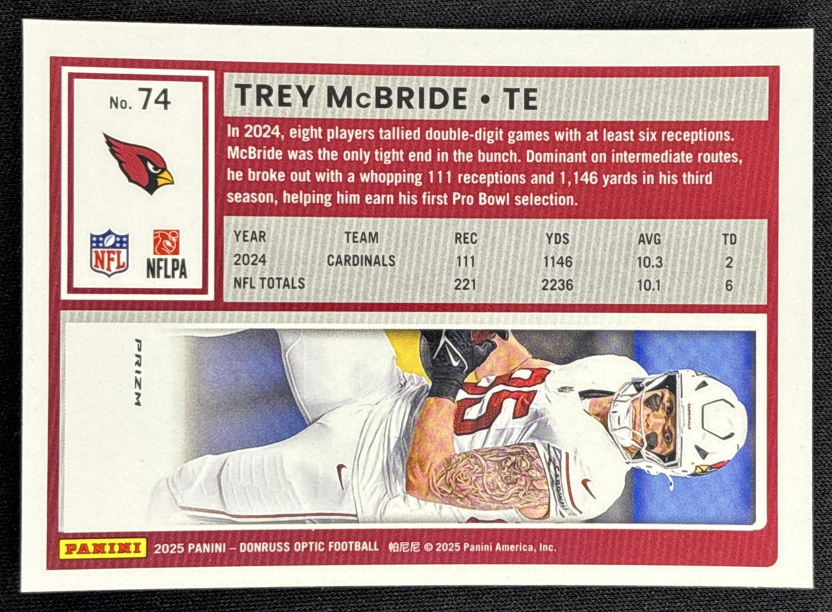 Trey McBride 2025 Panini Donruss Optic Stars Prizm Cardinals Arizona Cardinals