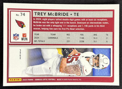 Trey McBride 2025 Panini Donruss Optic Stars Prizm Cardinals Arizona Cardinals