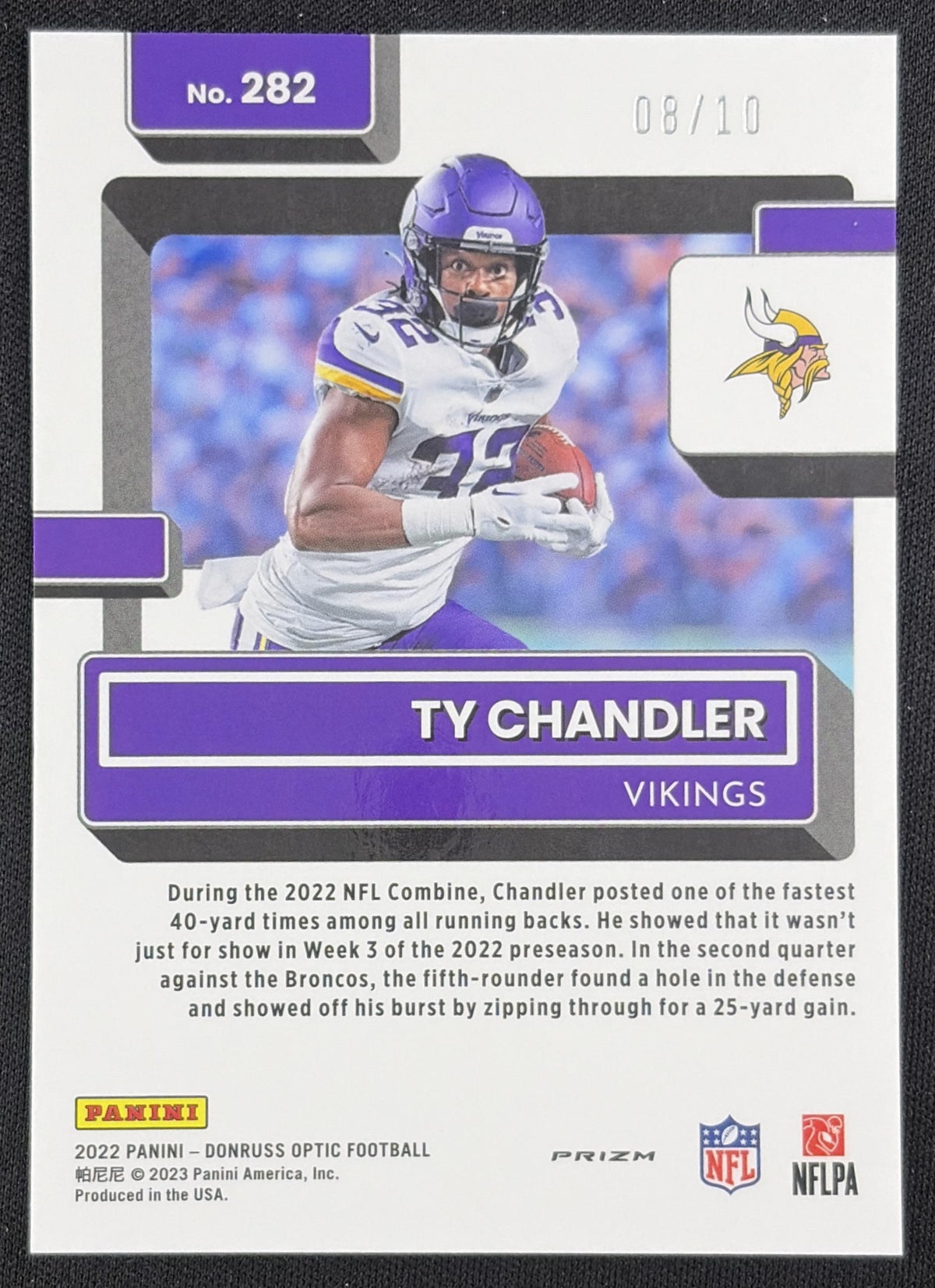 Ty Chandler 2022 Panini Donruss Optic Gold /10 Vikings Sports Trading Card
