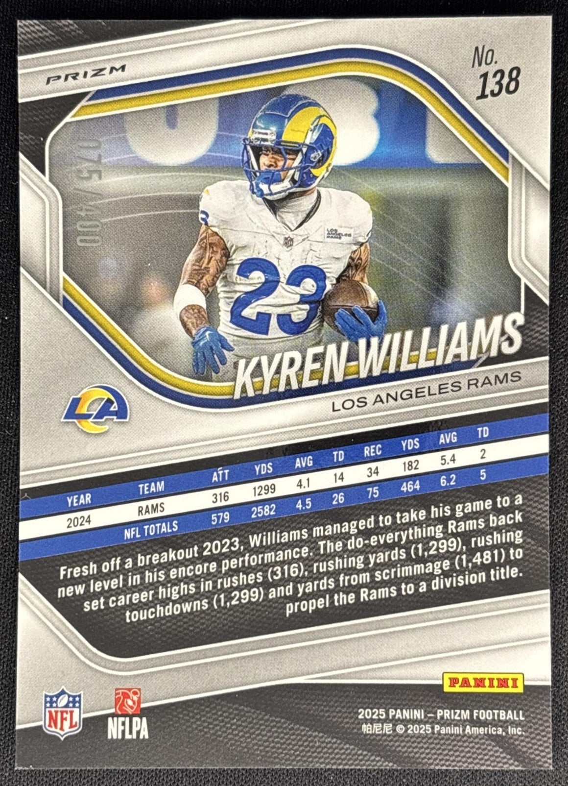 Kyren Williams 2025 Panini Prizm Pandora /400 Rams Sports Trading Cards