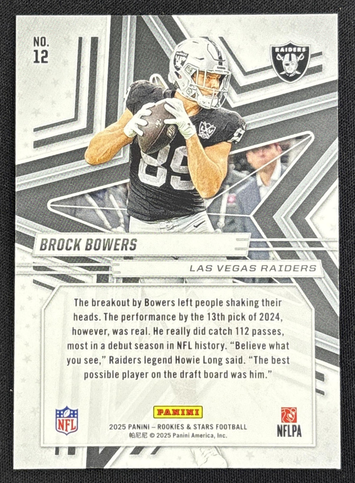 Brock Bowers 2025 Panini Rookies & Stars Purple /999 Raiders