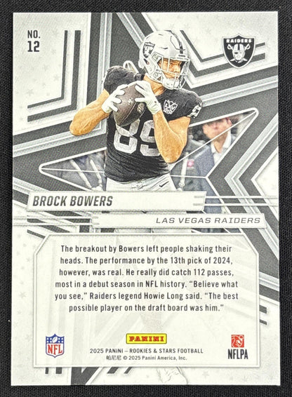 Brock Bowers 2025 Panini Rookies & Stars Purple /999 Raiders