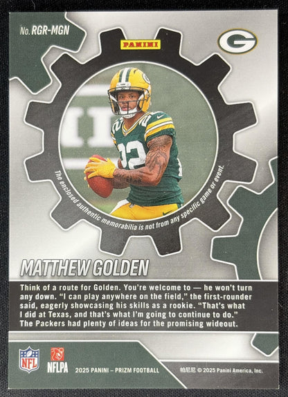 Matthew Golden 2025 Panini Prizm Rookie Gear Packers Sports Trading Cards