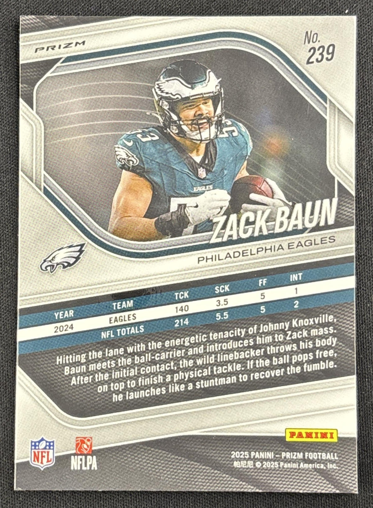Zack Baun 2025 Panini Prizm White Disco Eagles