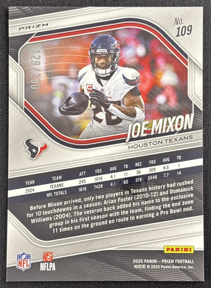 Joe Mixon 2025 Panini Prizm Blue Wave /230 Texans