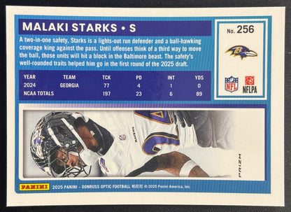 Malaki Starks 2025 Donruss Optic Rated Rookie Stars Prizm Ravens Sports Trading Card