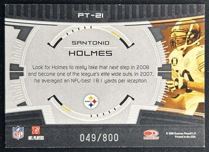 Santonio Holmes 2008 Donruss Elite Prime Targets Gold /800 Steelers back