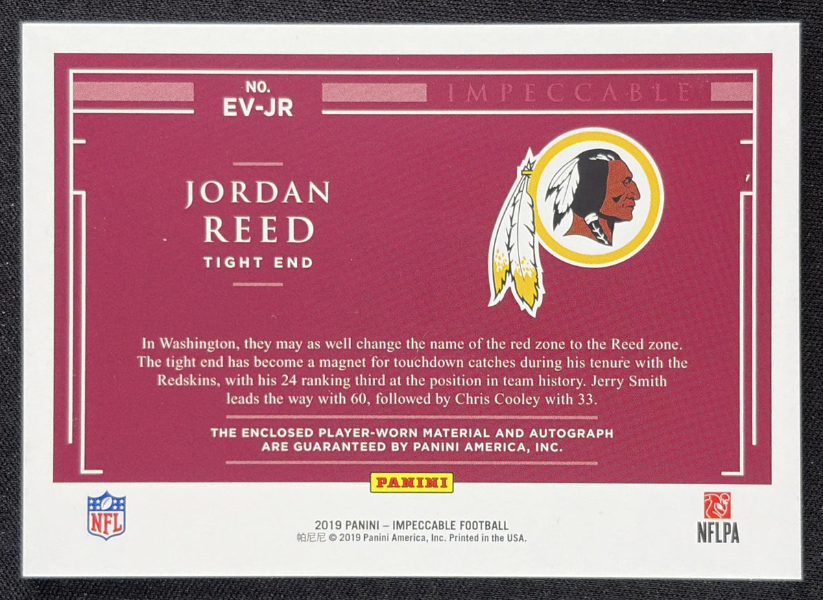 Jordan Reed 2019 Panini Impeccable Elegance Veteran Patch Autos /75 Redskins Sports Trading Card