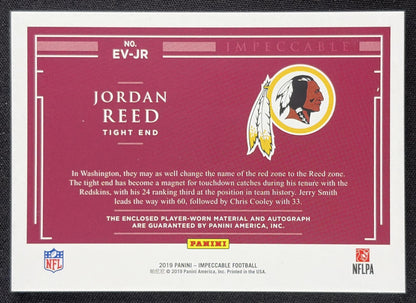 Jordan Reed 2019 Panini Impeccable Elegance Veteran Patch Autos /75 Redskins Sports Trading Card