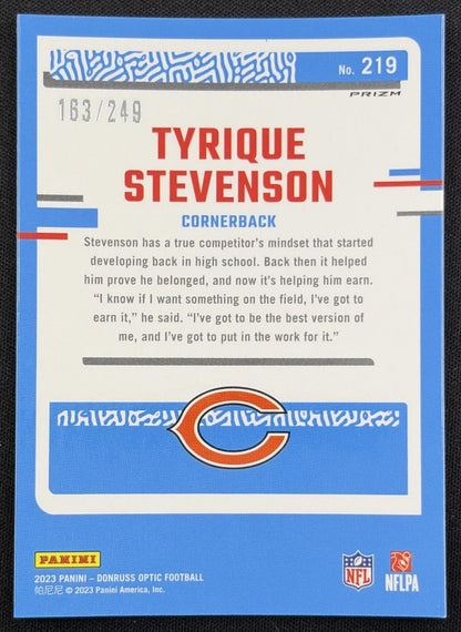 Tyrique Stevenson 2023 Panini Donruss Optic Orange Prizm /249 Bears