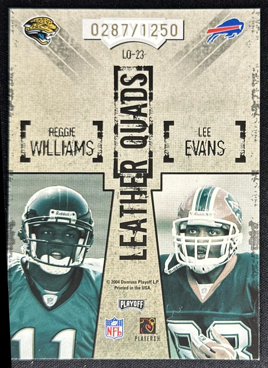 Larry Fitzgerald Roy Williams Reggie Lee Evans 2004 Hogg Heaven Leather Quads /1250 Cardinals Jaguars Lions Bills