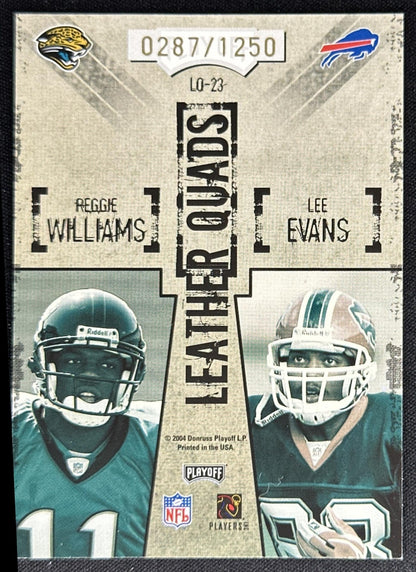Larry Fitzgerald Roy Williams Reggie Lee Evans 2004 Hogg Heaven Leather Quads /1250 Cardinals Jaguars Lions Bills