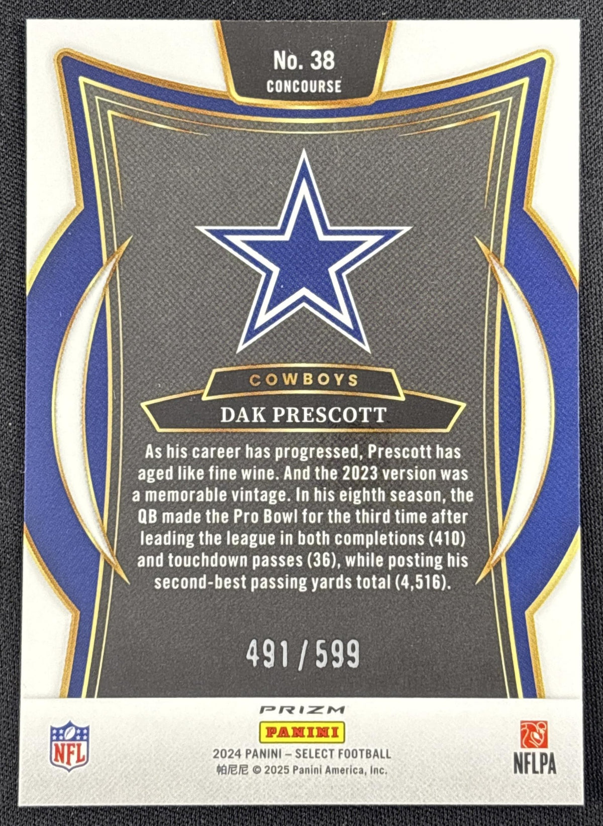 Dak Prescott 2024 Panini Select Concourse Neon Green Prizm Shock /599 Cowboys