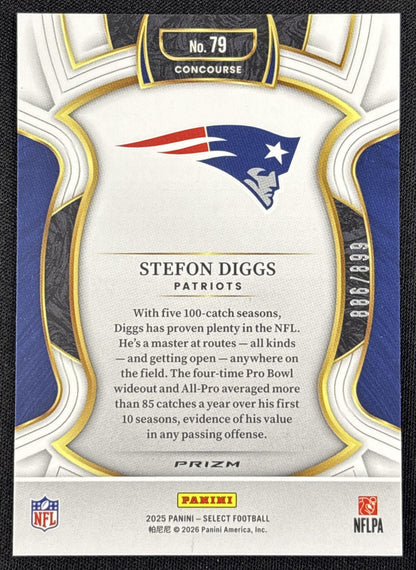 Stefon Diggs 2025 Panini Select Concourse Copper Prizm Shock /899 Patriots