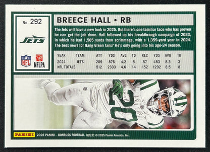 Breece Hall 2025 Donruss Press Proof Yellow Jets Sports Trading Cards