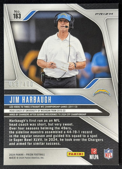 Jim Harbaugh 2024 Panini Prizm Pandora /400 Chargers