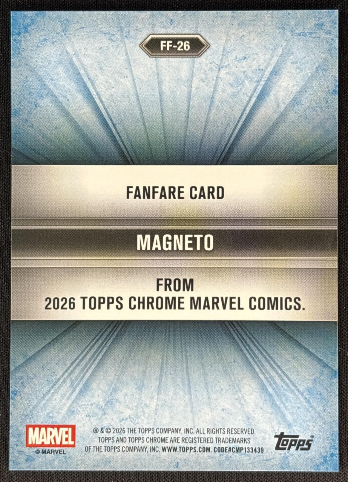 Magneto 2026 Topps Chrome Marvel Comics Fanfare back