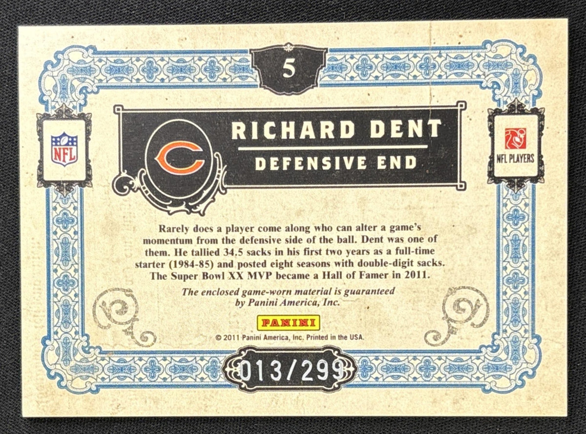 Richard Dent 2011 Hall of Gold Materials /299 Bears Sports Trading Card
