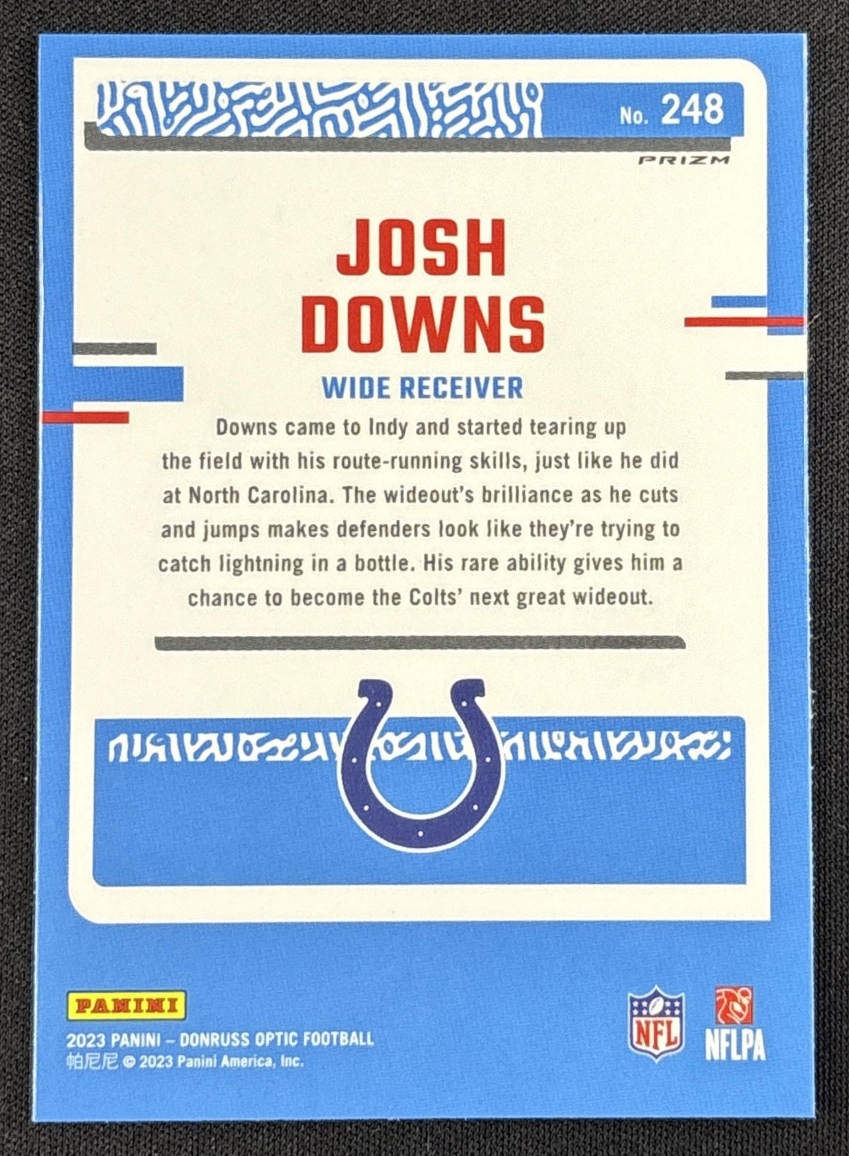 Josh Downs 2023 Panini Donruss Optic Red Mojo Prizm Colts