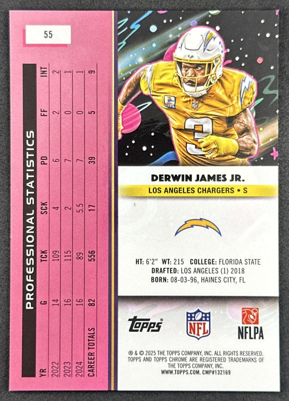 Derwin James Jr. 2025 Cosmic Chrome Green Space Dust Refractor /75 Chargers Sports Trading Cards
