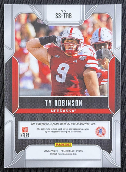 Ty Robinson 2025 Panini Prizm Draft Picks Sensational Signatures Cornhuskers back