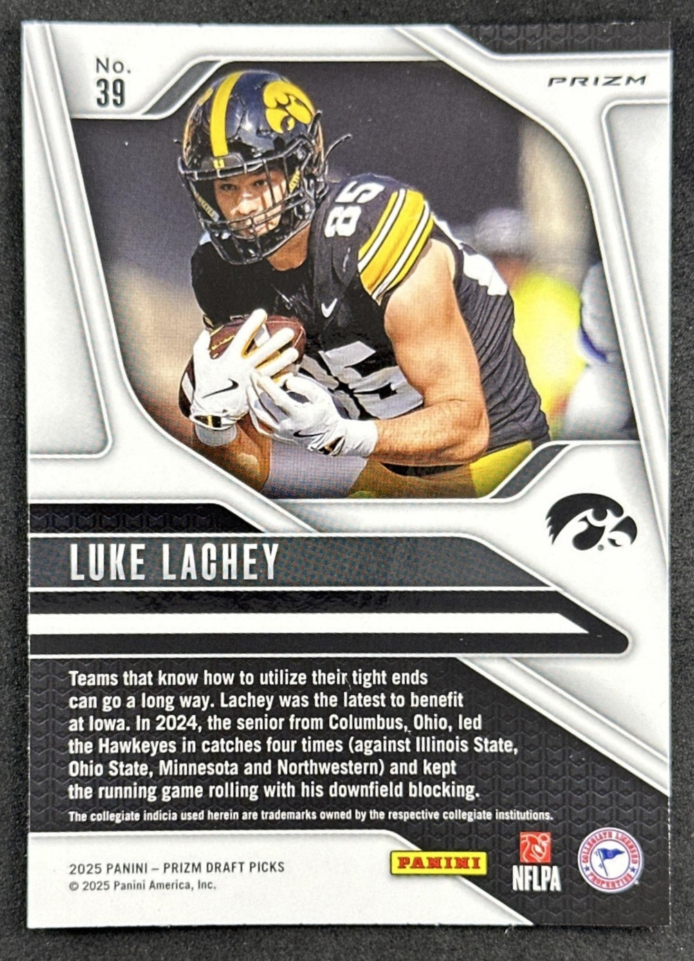 Luke Lachey 2025 Panini Prizm Draft Picks Purple Wave Hawkeyes Texans