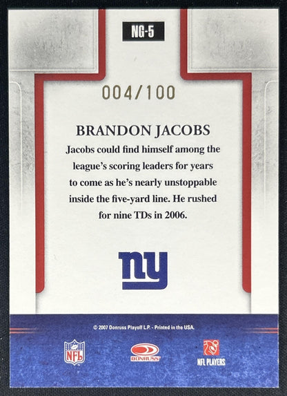 Brandon Jacobs 2007 Gridiron Gear Next Generation Gold Holofoil /100 Giants back