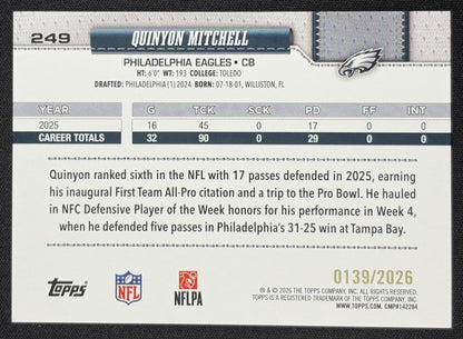 Quinyon Mitchell 2026 Topps Gold /2026 Eagles