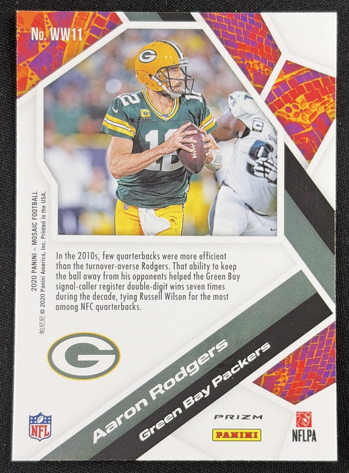 Aaron Rodgers 2020 Panini Mosaic Will to Win Mosaic Prizm Packers