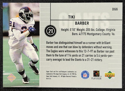 Tiki Barber 1998 Upper Deck Define the Game Giants