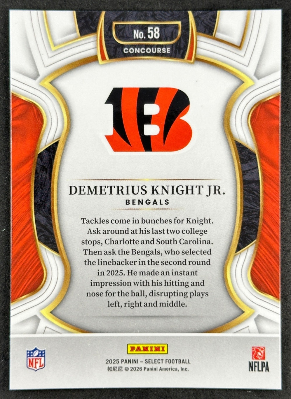 Demetrius Knight Jr. 2025 Select Concourse Bengals Football Card