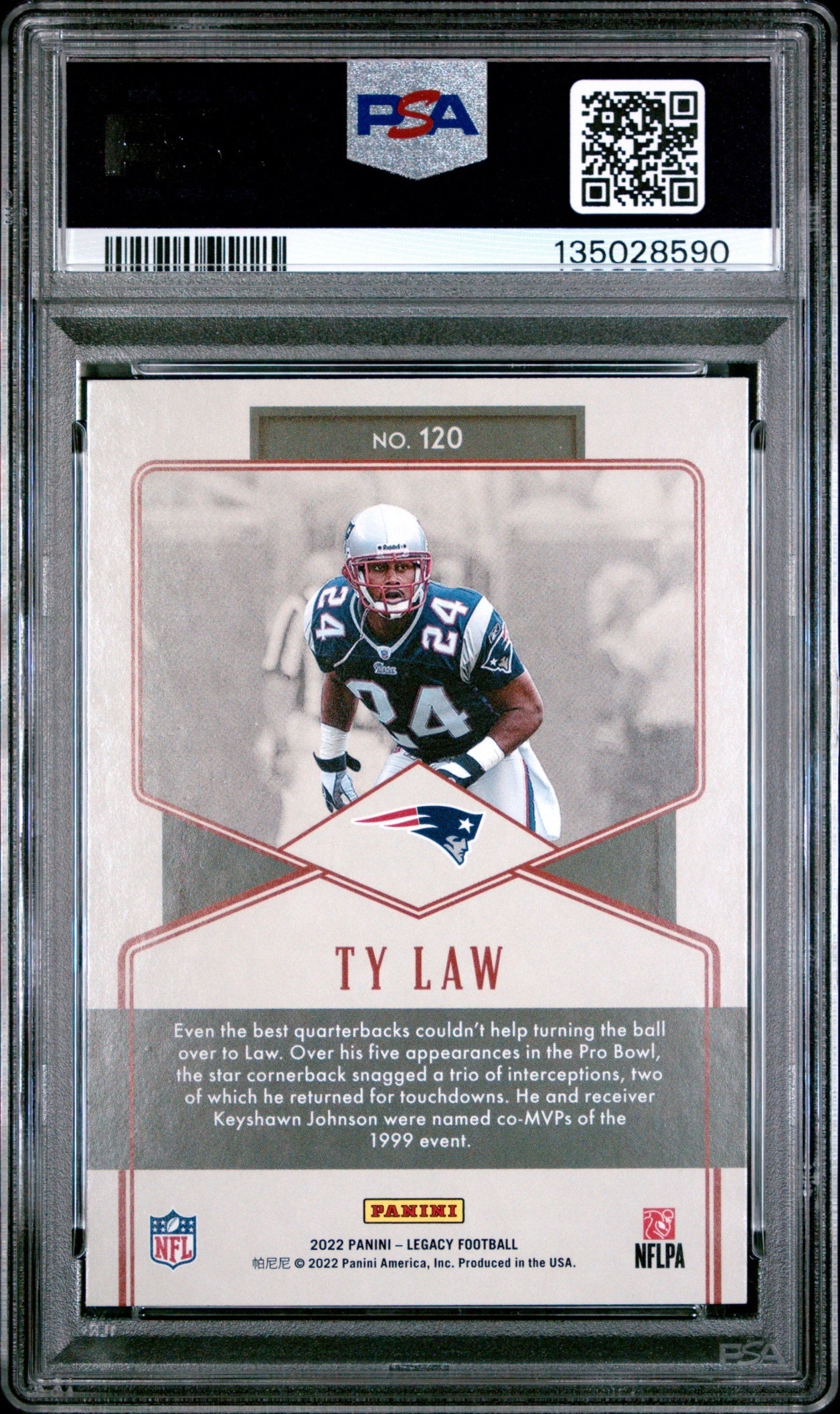 Ty Law 2022 Panini Legacy PSA 10 Patriots back