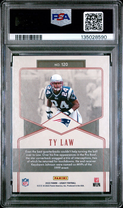 Ty Law 2022 Panini Legacy PSA 10 Patriots back