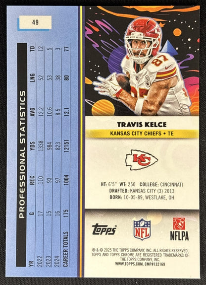 Travis Kelce 2025 Topps Cosmic Chrome Chiefs back