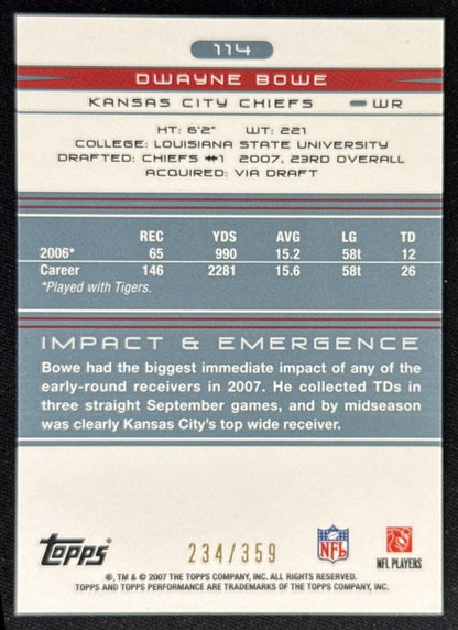 Dwayne Bowe 2007 Topps Performance /359 Chiefs
