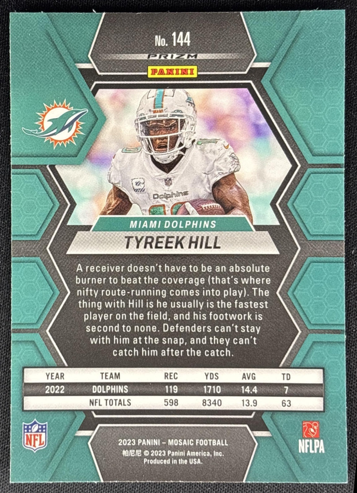 Tyreek Hill 2023 Panini Mosaic Reactive Blue Mosaic Dolphins Sports Trading Cards