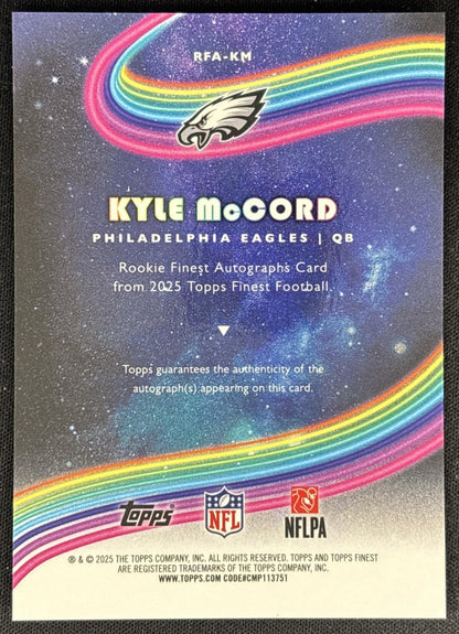 Kyle McCord 2025 Topps Finest Rookie Auto Eagles back