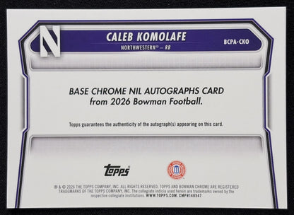 Caleb Komolafe 2026 Bowman Chrome Prospect Auto Green Reptilian Refractor /99 Wildcats Sports Trading Card