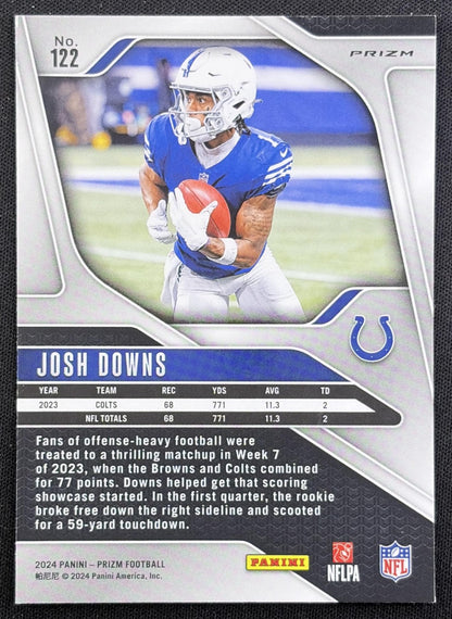 Josh Downs 2024 Panini Prizm Green Wave Colts back