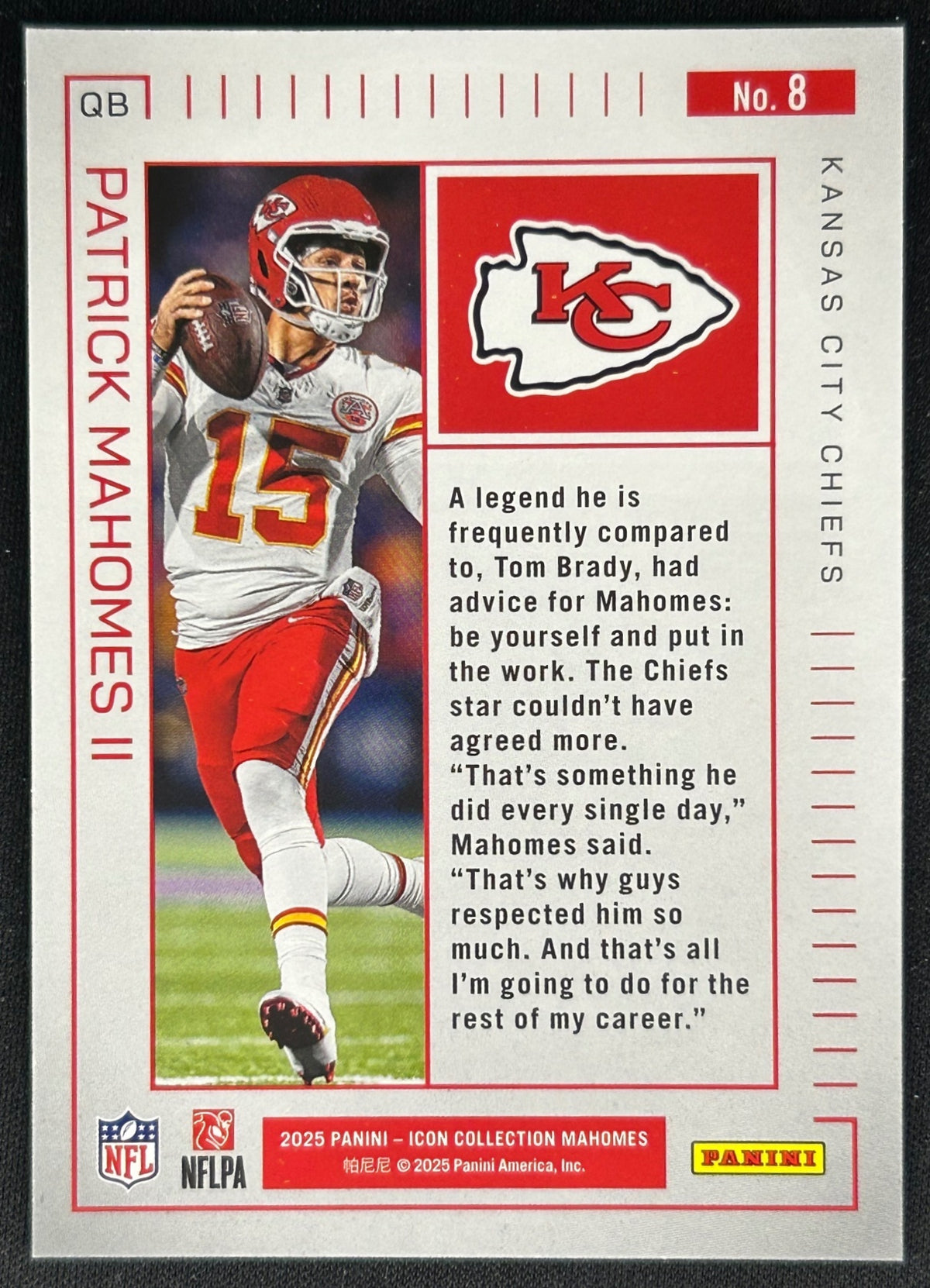 Patrick Mahomes II 2025 Icon Highlights No.8 Chiefs Sports Trading Cards