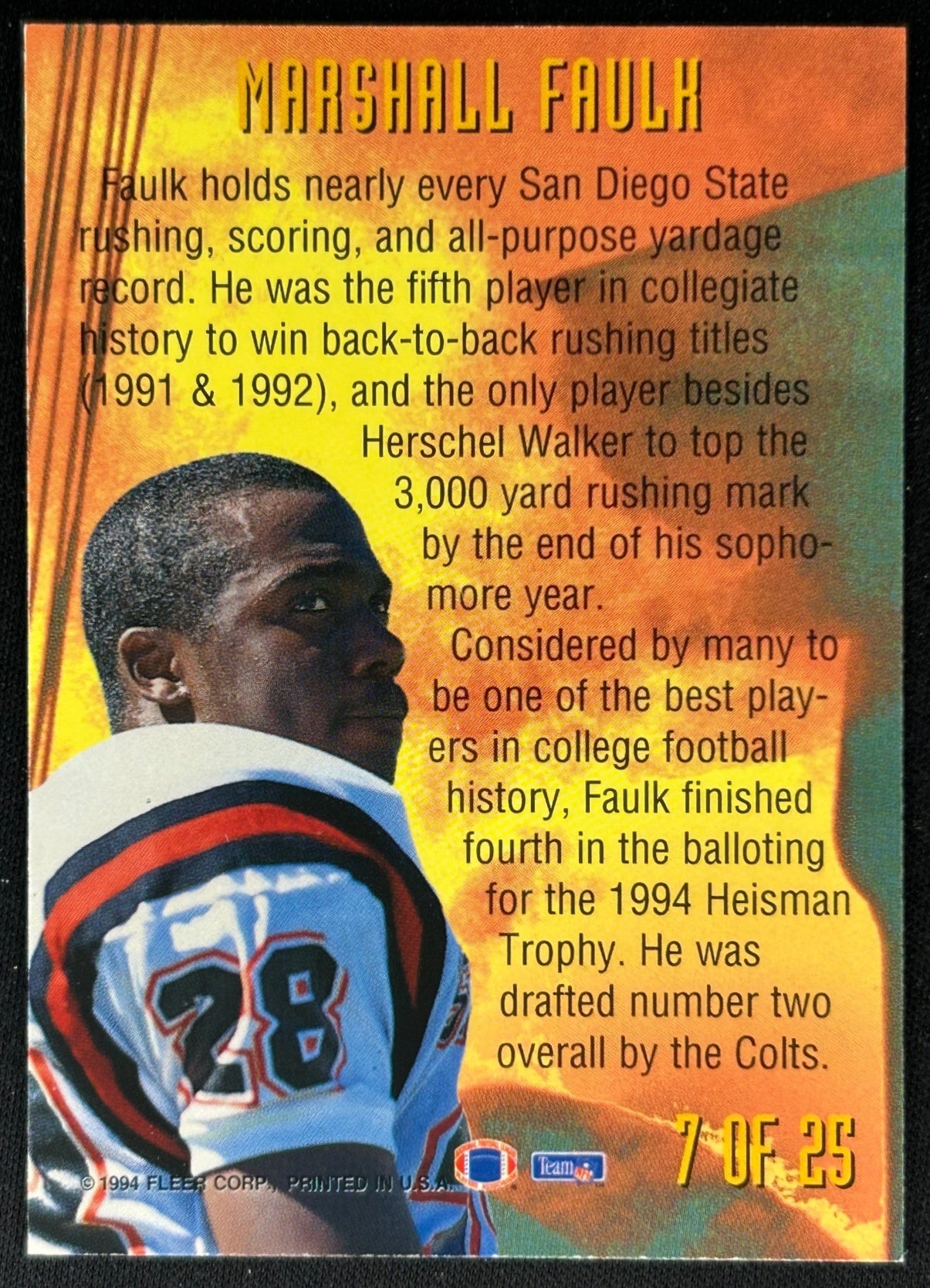 Marshall Faulk 1994 NFL Prospects Sports Trading Cards