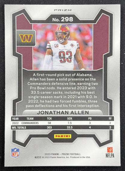 Jonathan Allen 2023 Panini Prizm Green Wave Commanders