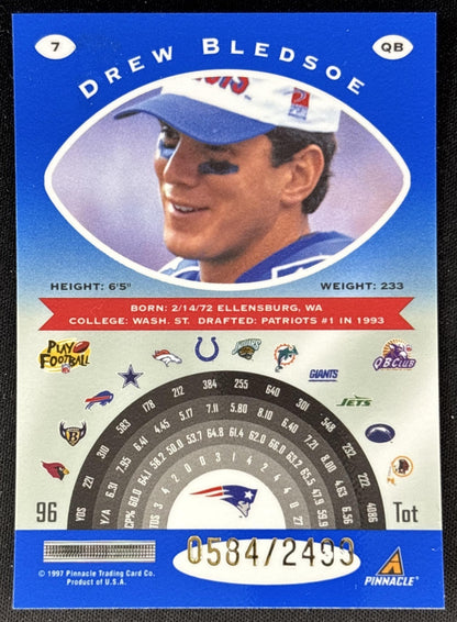 Drew Bledsoe 1997 Pinnacle Totally Certified Platinum Blue /2499 Patriots Sports Trading Cards