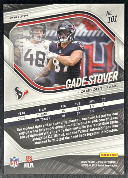 Cade Stover 2025 Panini Prizm Purple Ice /225 Texans Back