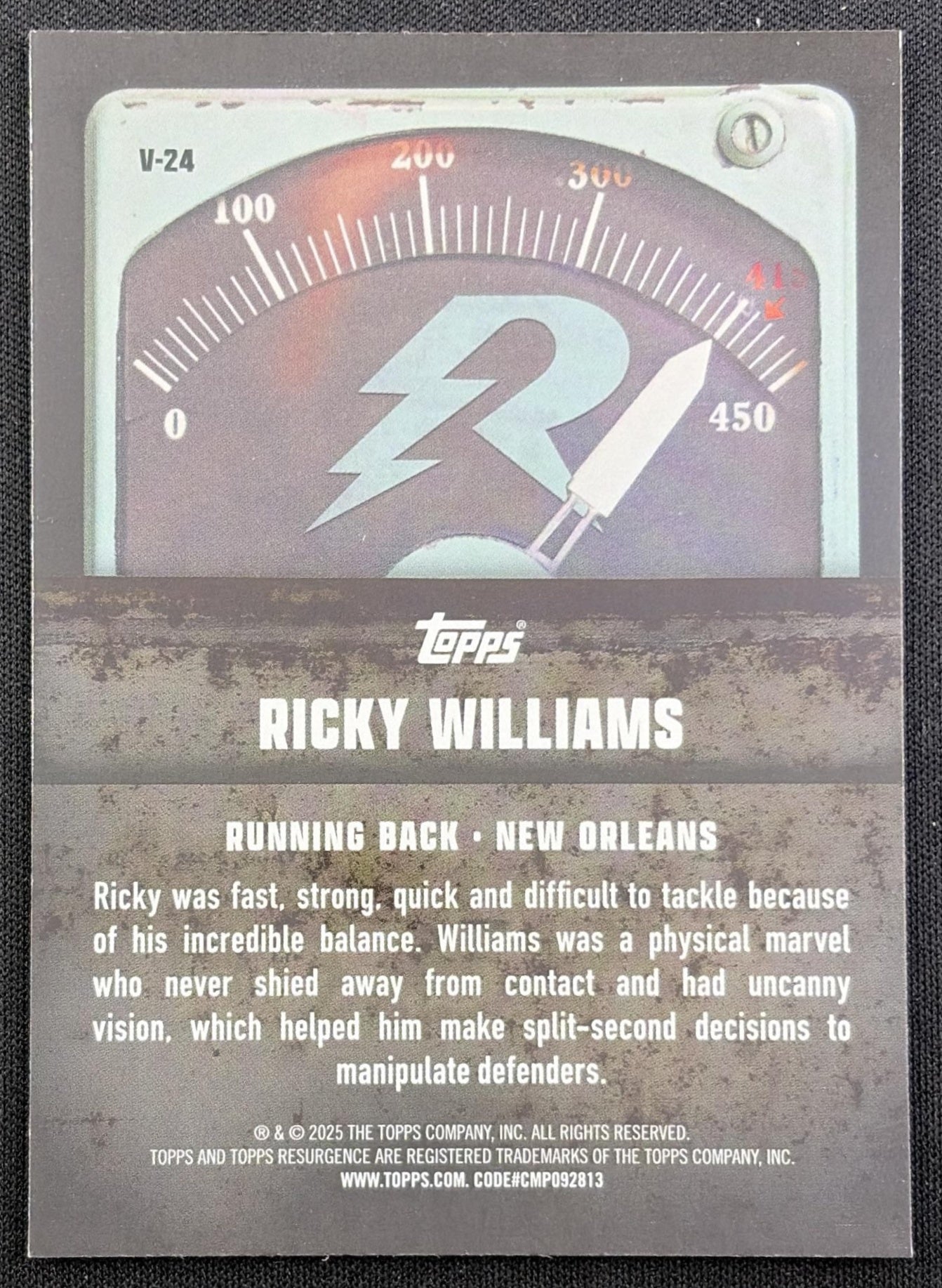 Ricky Williams 2024 Topps Resurgence Voltaic Navy Surge /275 Saints