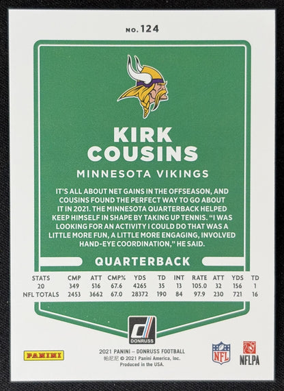Kirk Cousins 2021 Panini Donruss Press Proof Premium Vikings - Minnesota Vikings