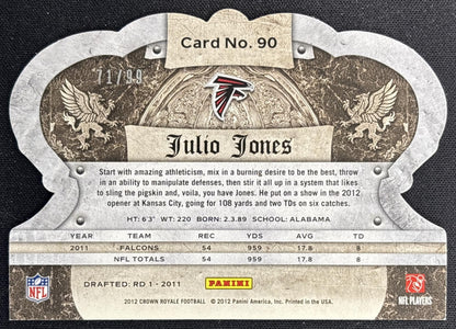 Julio Jones 2012 Panini Crown Royale Gold /99 Falcons back