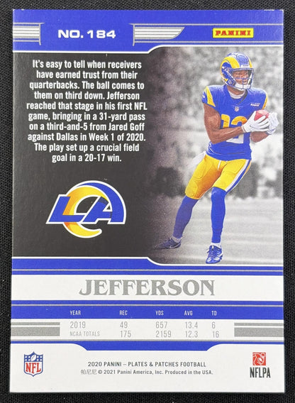 Van Jefferson 2020 Panini Plates & Patches /99 Rams