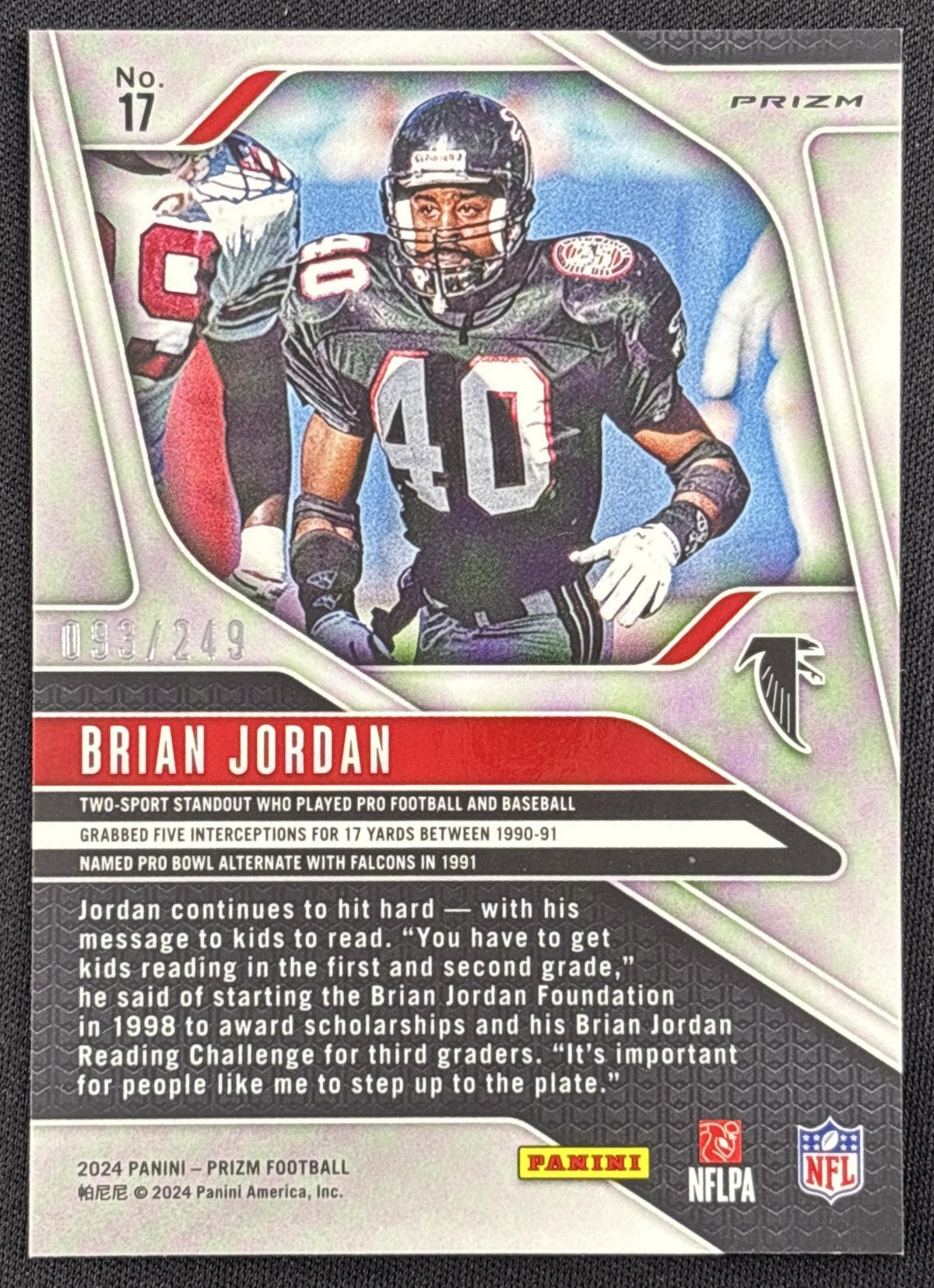 Brian Jordan 2024 Panini Prizm Orange /249 Falcons