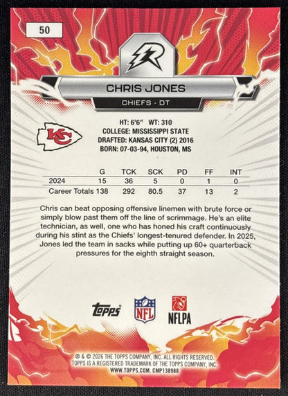 Chris Jones 2025 Topps Resurgence Chiefs Kansas City Chiefs back